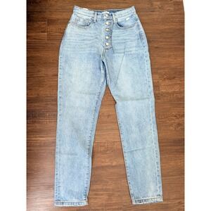 WeWoreWhat High Rise Mom Jeans Light Wash Button Fly Straight Leg Size 27
